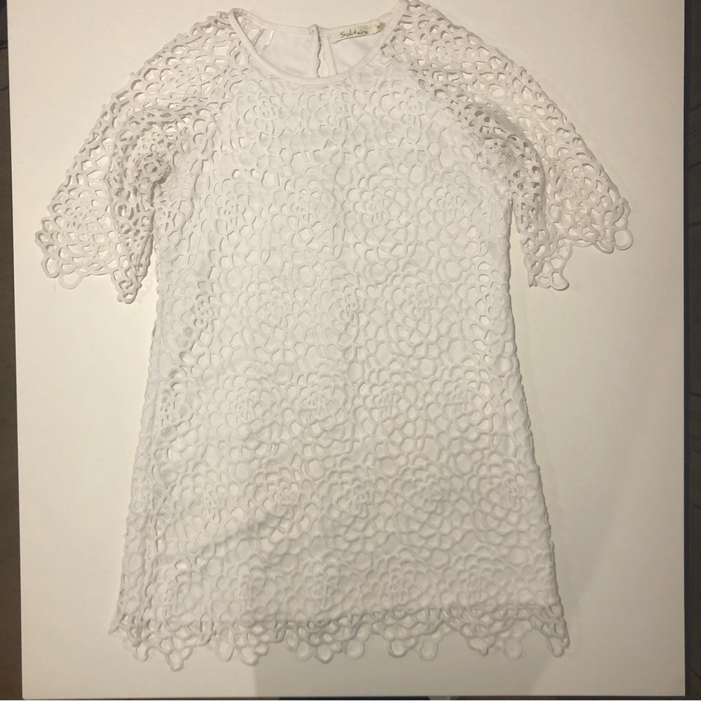 Solitaire Dress, White, Womens Medium
